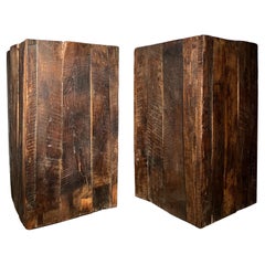 21st Century Pair of Handcrafted Italian Chestnut Plant Stands 