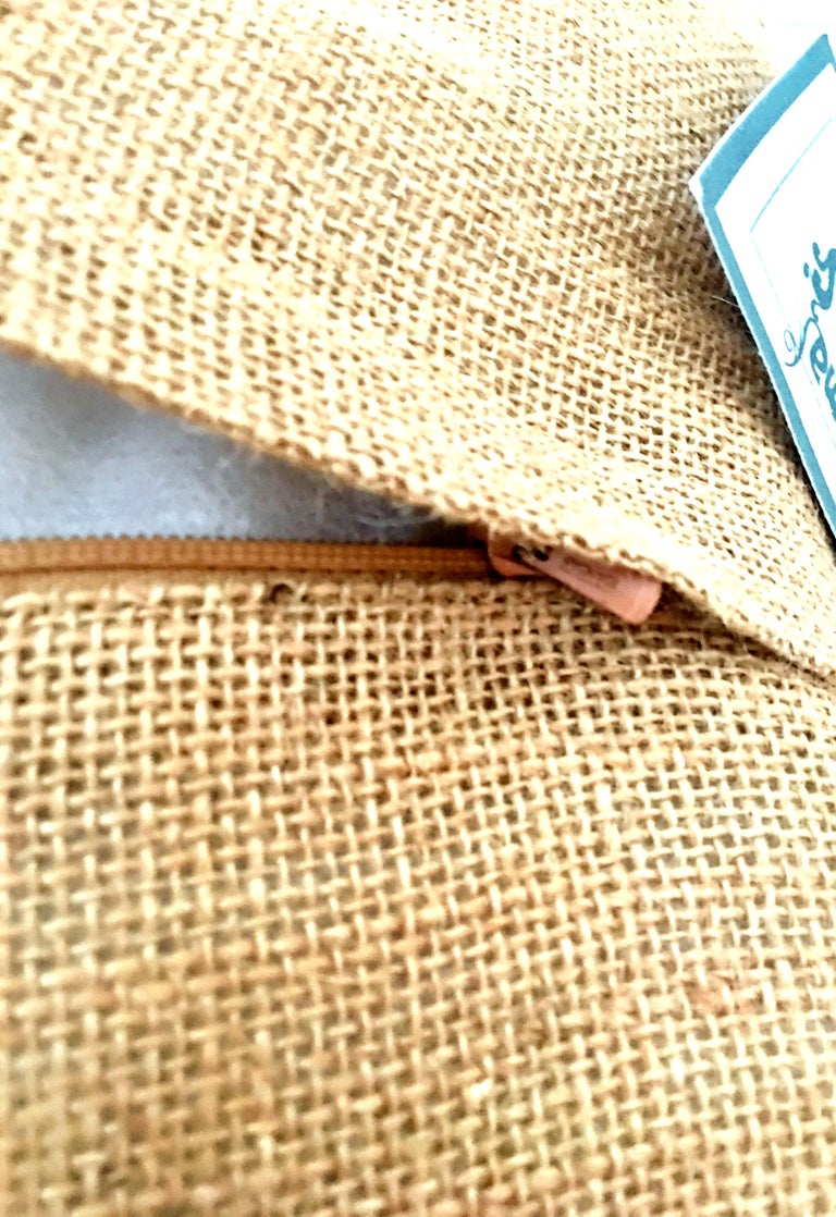 21st Century Pair of Jute Embroidered Pillows by, Karma Living For Sale