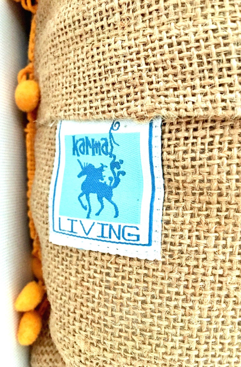21st Century Pair of Jute Embroidered Pillows by, Karma Living For Sale
