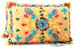 21st Century Pair of Jute Embroidered Pillows by, Karma Living