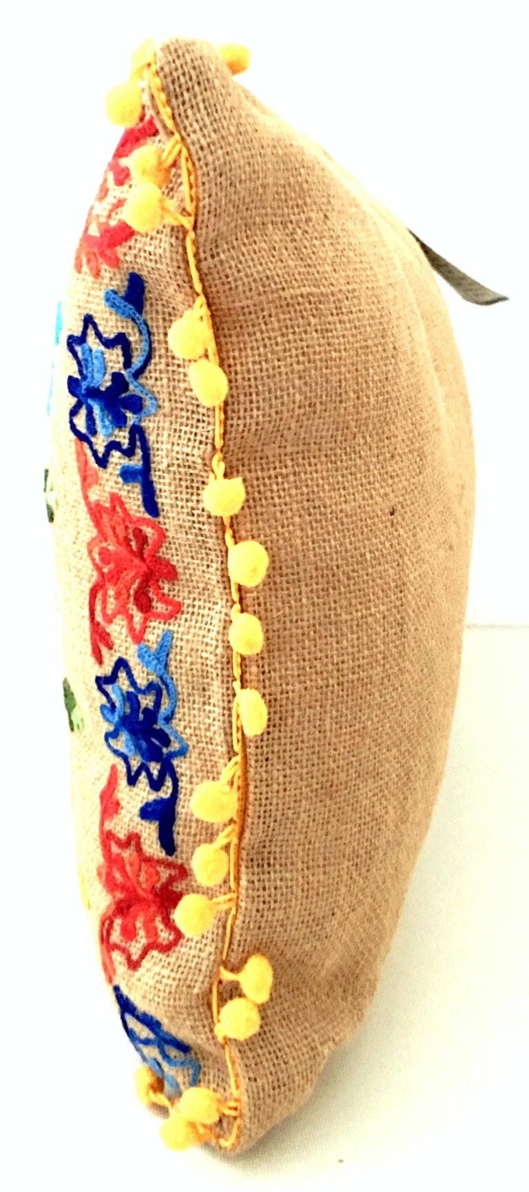 21st Century Pair of Jute Embroidered Pillows by, Karma Living For Sale