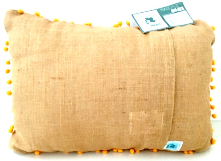 21st Century Pair of Jute Embroidered Pillows by, Karma Living For Sale