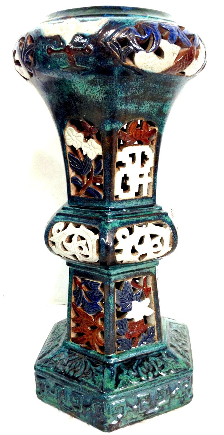 21st Century Pair of Monumental Ceramic Glaze Chinese Export Garden