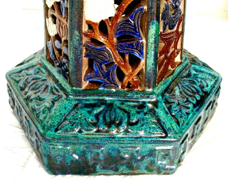 21st Century Pair of Monumental Ceramic Glaze Chinese Export Garden Plant Stands For Sale at