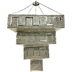 21st Century Monumental Silver Steel Moroccan Style Pendant Light