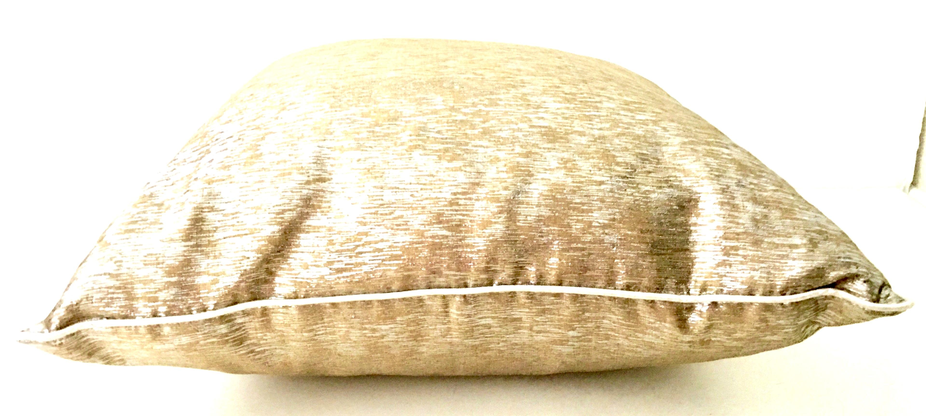 Contemporary 21st Century Pair Of Silk Metallic Two-Tone Gold and Silver Down Pillows