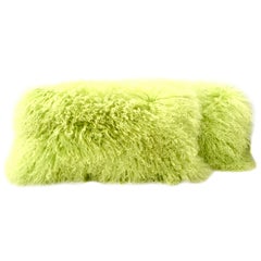 21st Century Pair of Tibetan Curly Fur Lumbar Pillows