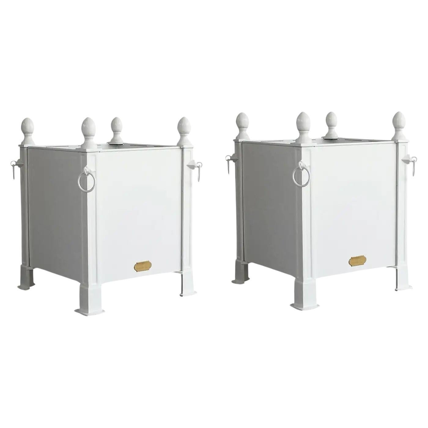 21st Century Pair of White French Orangerie Planters For Sale