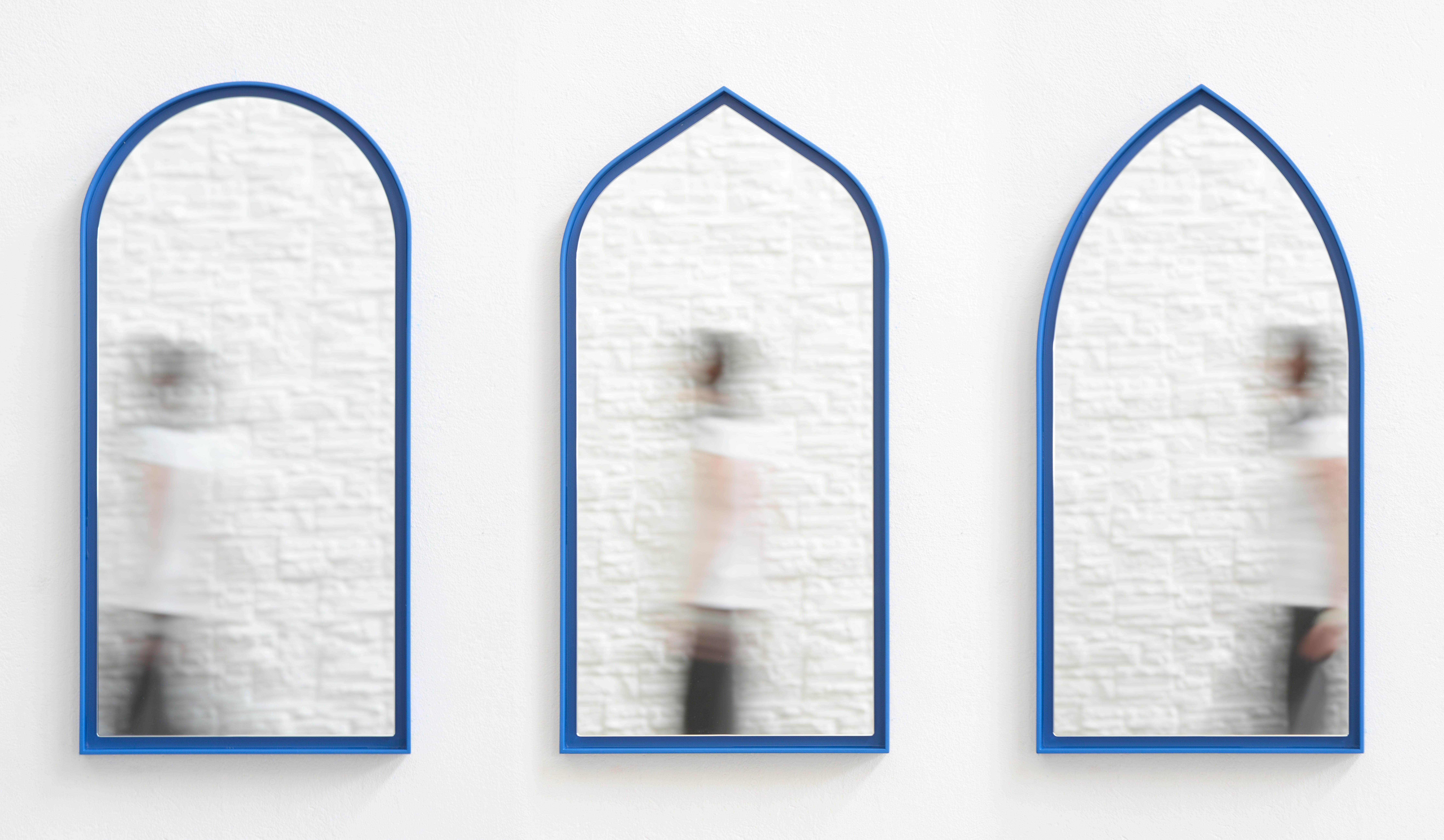 21e siècle Panorami Miroirs vénitiens à cadre en bois et teintés Ensemble de 3 miroirs en vente 4