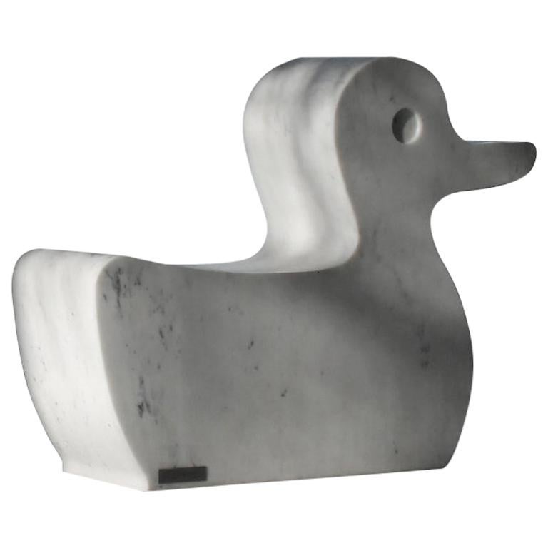 21st Century Paonazzo Carrara Marble Animal Collection Duck Statue