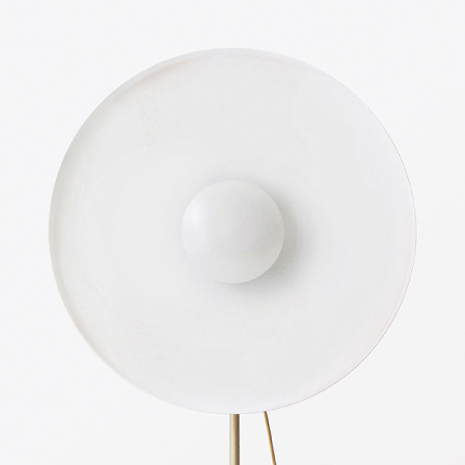 Brass Parabola Copper Floor Lamp and White Disk, Atelier Biagetti