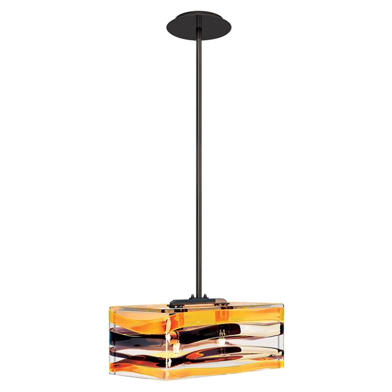 Lampe à suspension Parallelo 893.81 du 21e siècle en noir/cuir/thé de Peter Marino