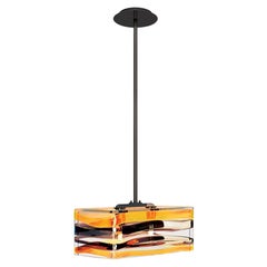 Lampe à suspension Parallelo 893.81 du 21e siècle en noir/cuir/thé de Peter Marino