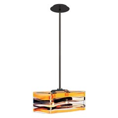 Lampe à suspension Parallelo 893.82 du 21e siècle en noir/cuir/thé de Peter Marino