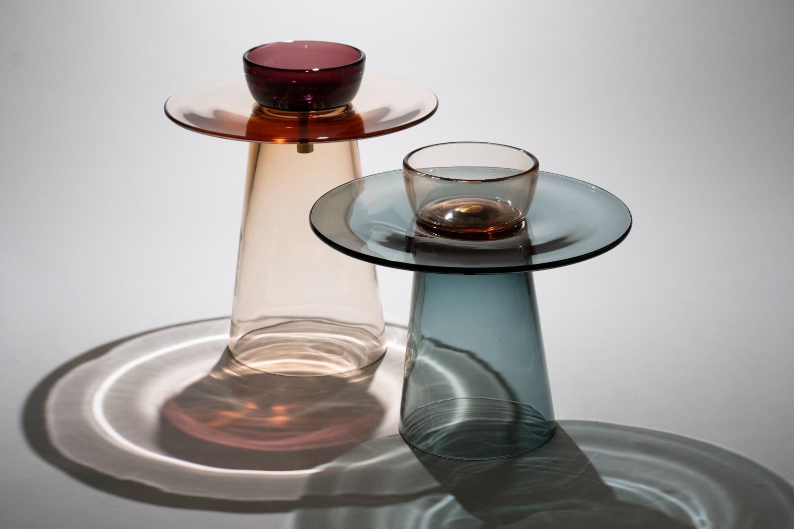 Contemporary 21st Century Paritzki&Liani Low Table Blue-Blue-Rosé Murano Glass For Sale