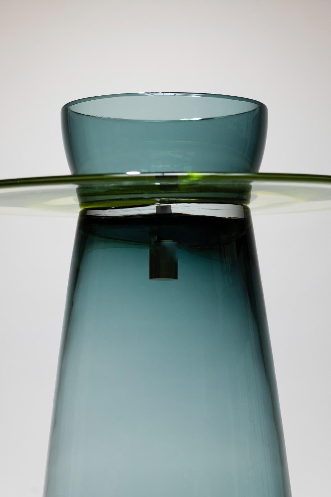 Italian 21st Century Paritzki&Liani Low Table Blue-Moss Green-Blue Murano Glass For Sale