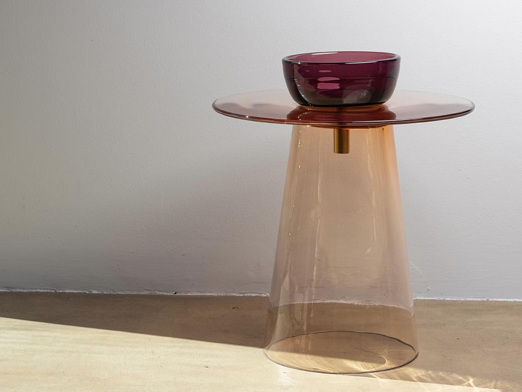 Moderne Table basse du 21e siècle Paritzki&Liani Rosé-rosé-améthyste en verre de Murano en vente