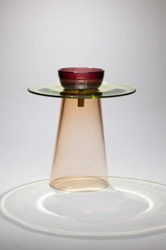 21. Jahrhundert Paritzki&Liani Niedriger Tisch Rosé-Grün-Amethyst Murano Glas