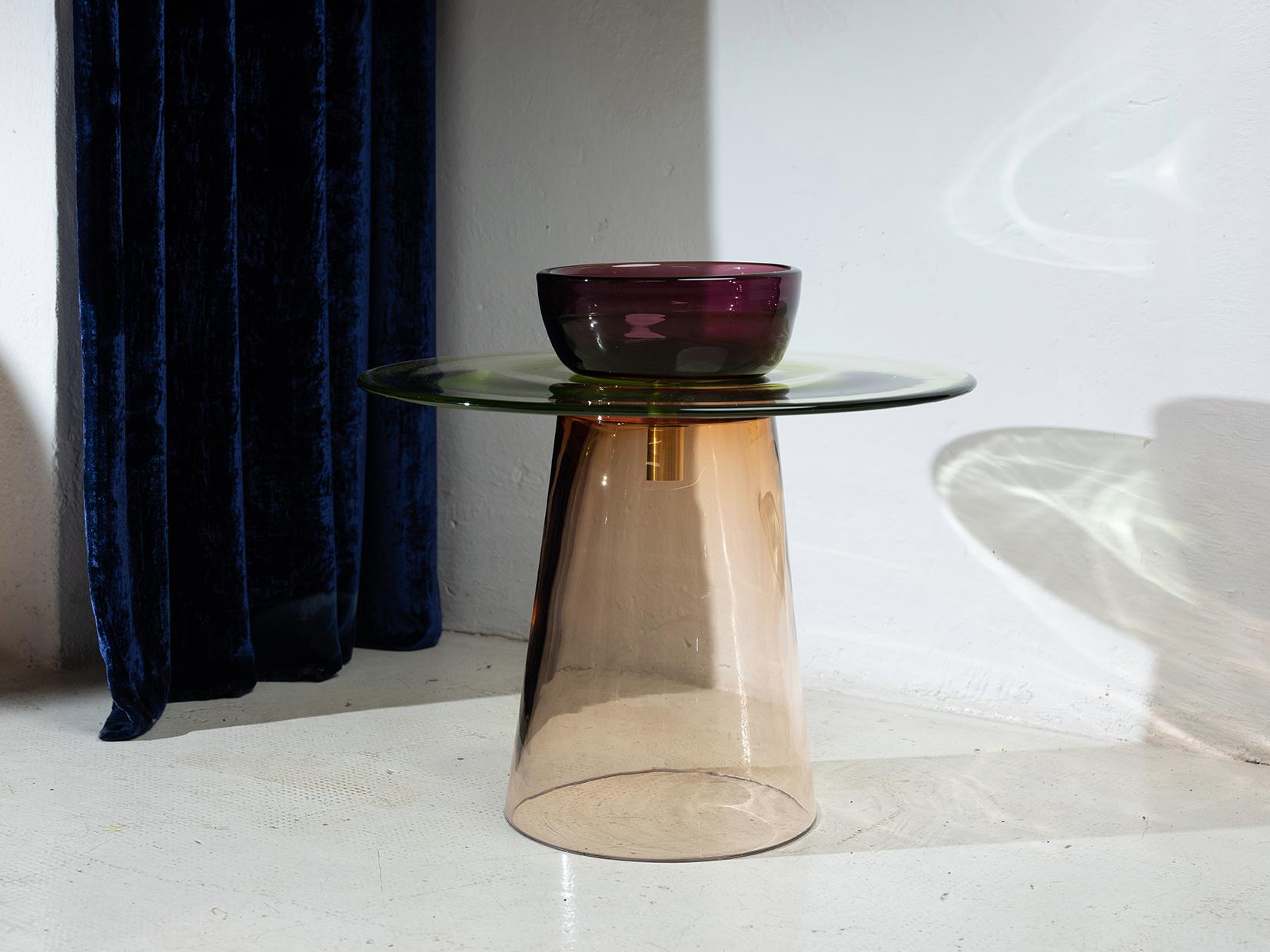 21st Century Paritzki&Liani Low Table Rosé-Green-Amethyst Murano Glass    In New Condition For Sale In Brembate di Sopra (BG), IT