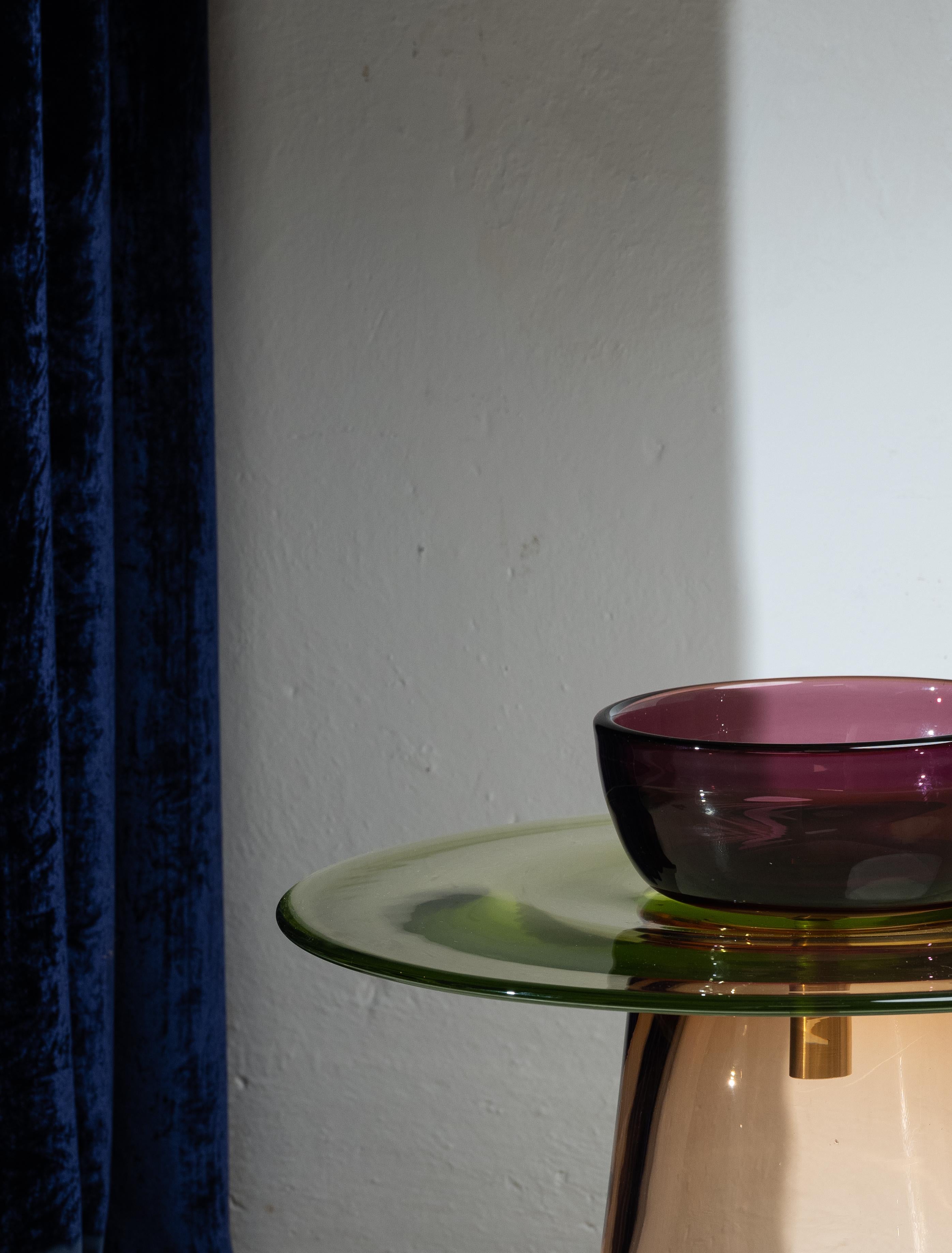 Contemporary 21st Century Paritzki&Liani Low Table Rosé-Green-Amethyst Murano Glass    For Sale