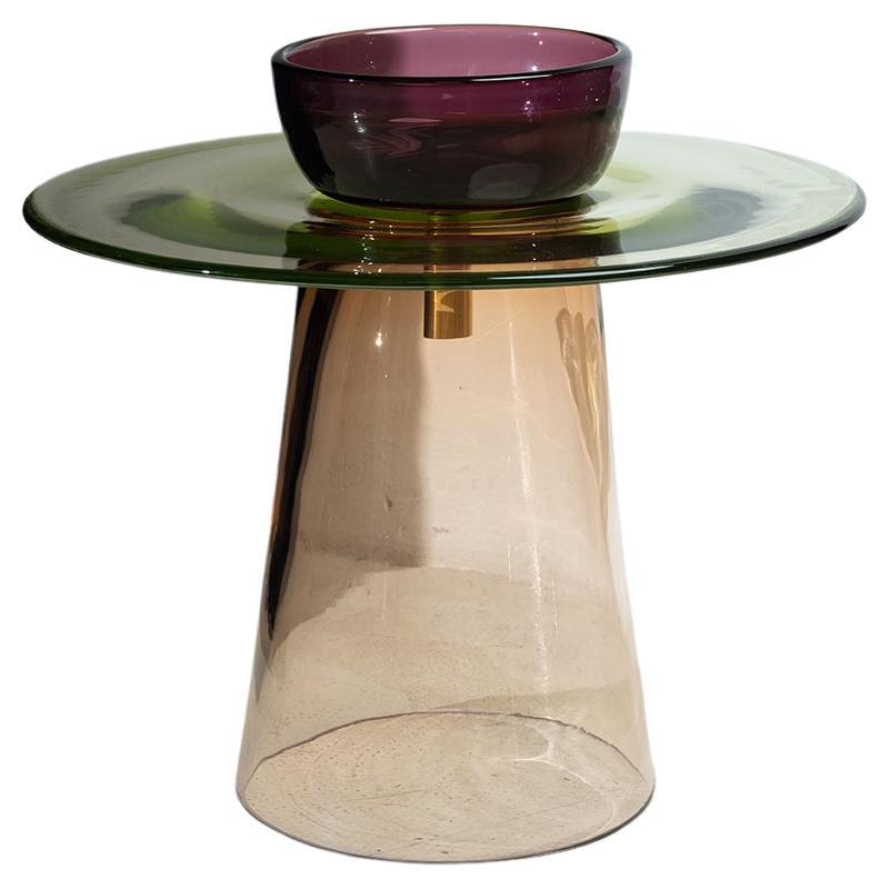 21. Jahrhundert Paritzki&Liani Niedriger Tisch Rosé-Grün-Amethyst Murano Glas   