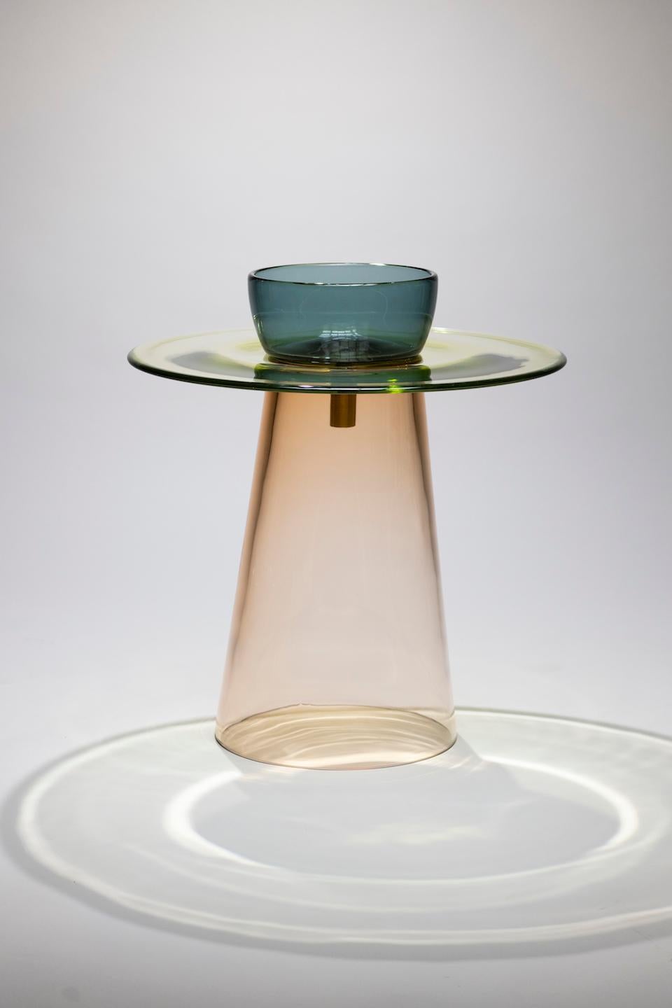 Moderne Table basse en verre de Murano du XXIe siècle de Paritzki&Liani Rosé-vert-bleu en vente