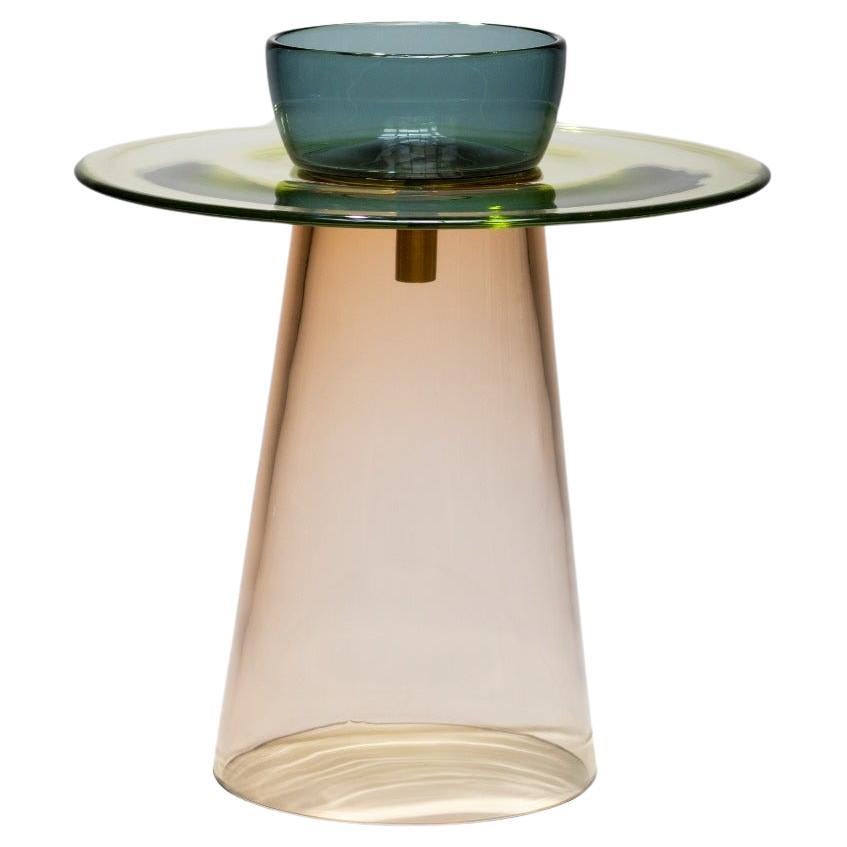 21. Jahrhundert Paritzki&Liani Niedriger Tisch Rosé-grün-blaues Murano Glas
