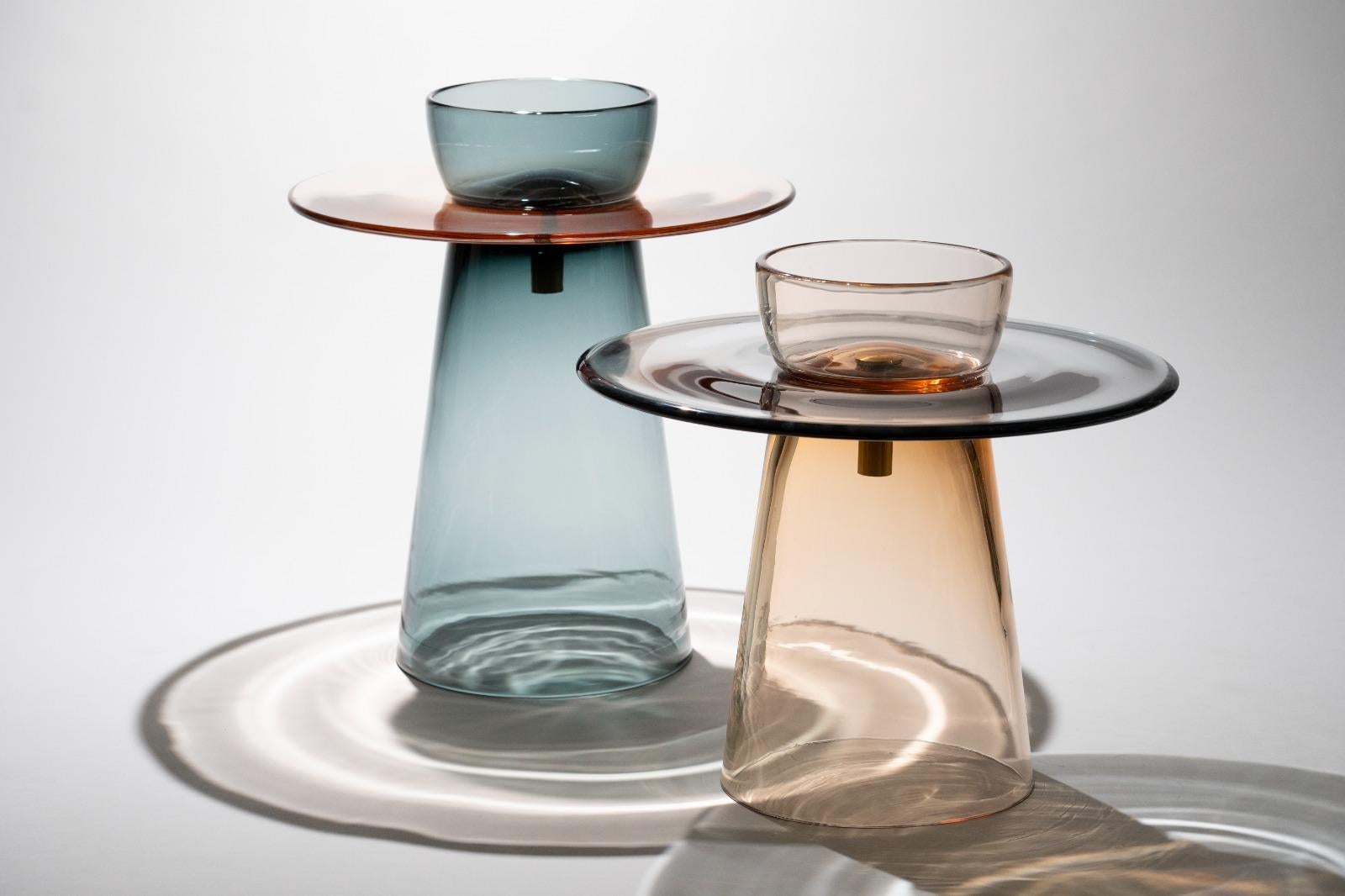 Table basse du 21e siècle Paritzki&Liani Rosé-vert-rosé en verre de Murano en vente 2