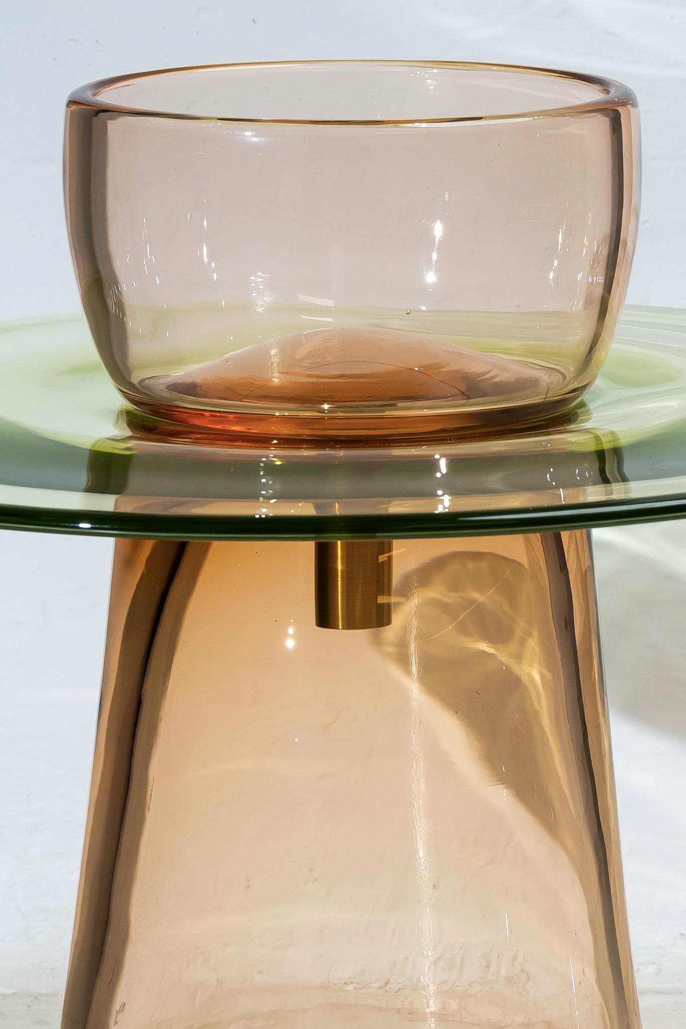 italien Table basse du 21e siècle Paritzki&Liani Rosé-vert-rosé en verre de Murano en vente
