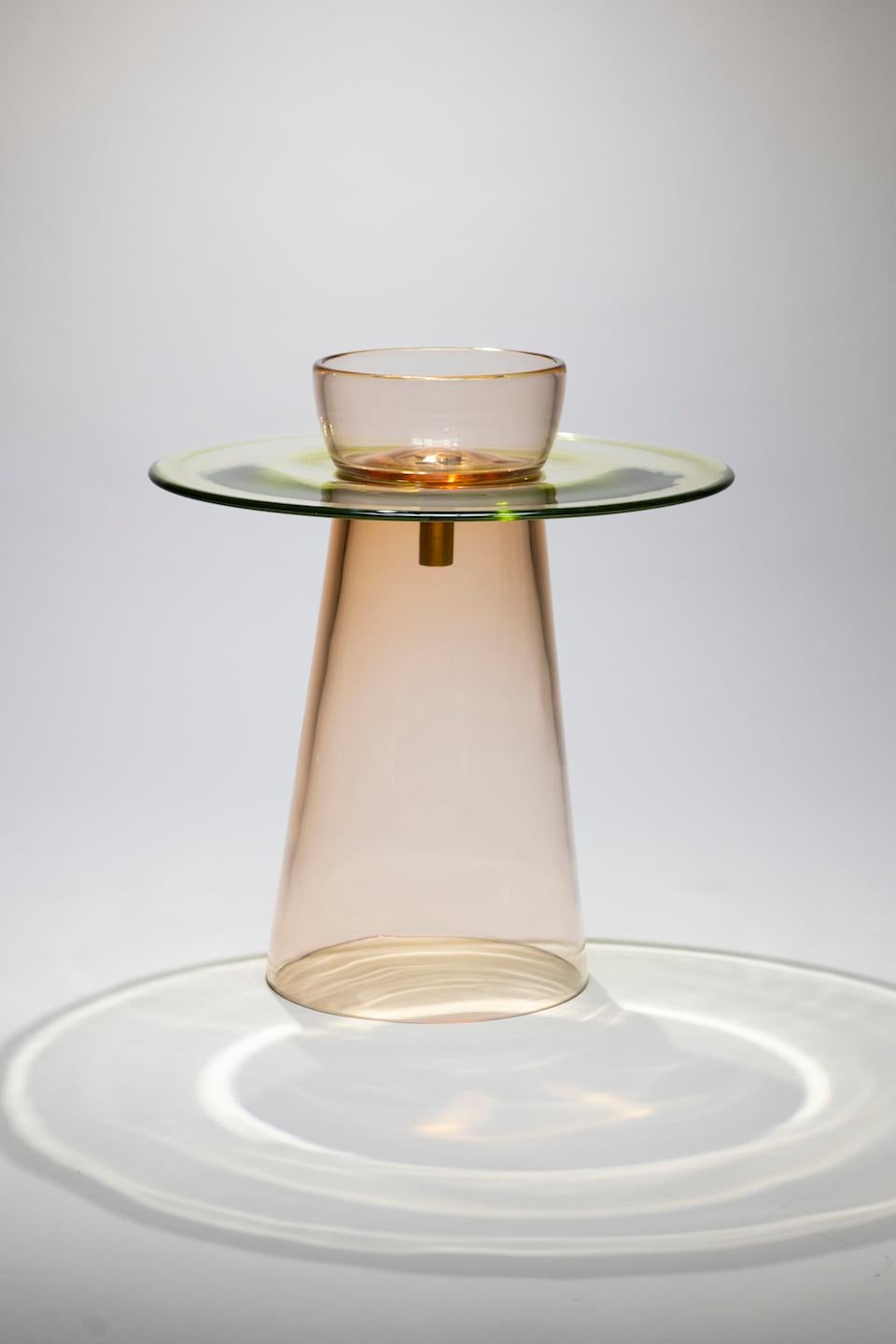 XXIe siècle et contemporain Table basse du 21e siècle Paritzki&Liani Rosé-vert-rosé en verre de Murano en vente