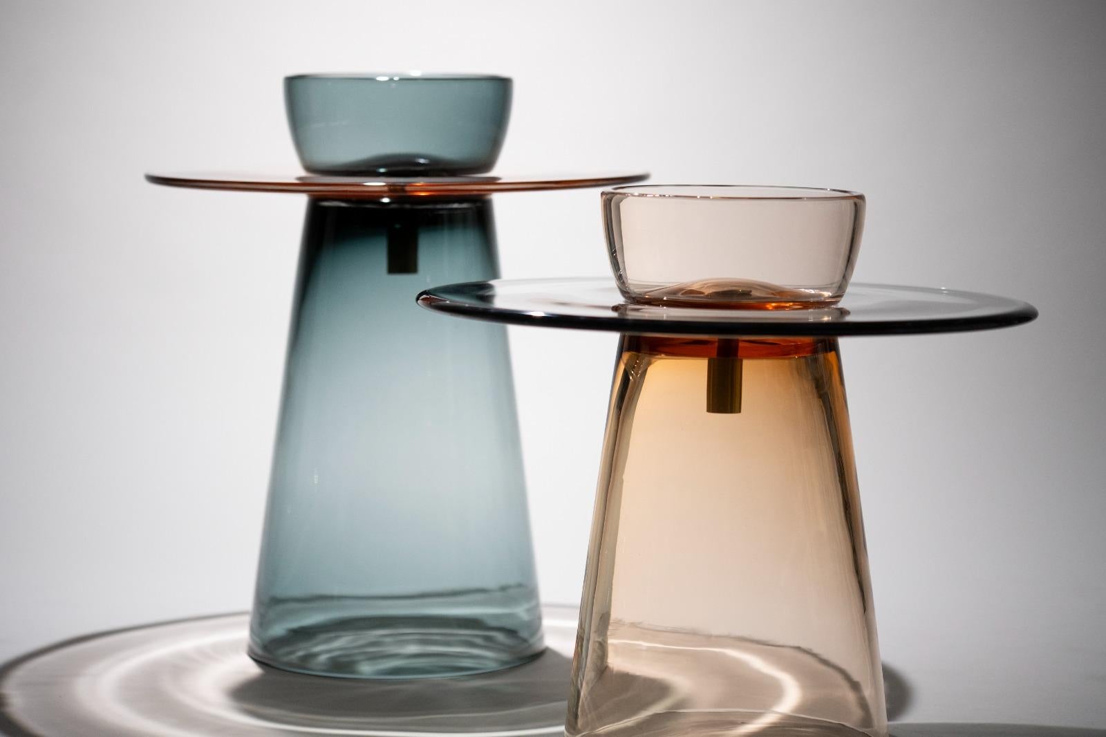 21. Jahrhundert Paritzki&Liani Niedriger Tisch Rosé-grün-rosé Murano Glas (Muranoglas) im Angebot