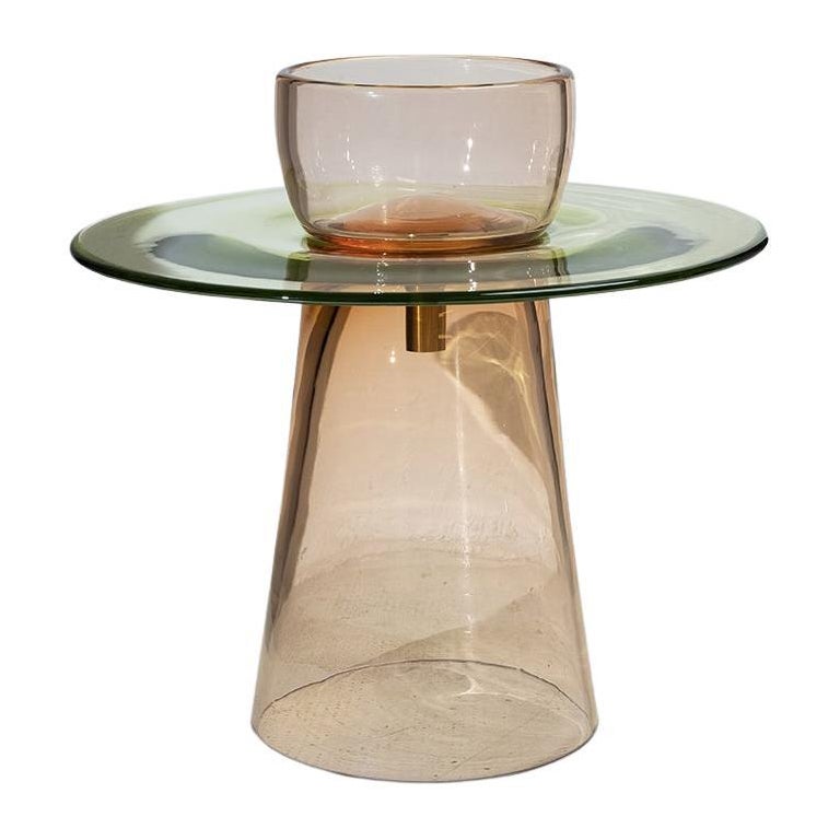 Siglo XXI Paritzki&Liani Mesa baja de cristal de Murano rosado-verde-rosado