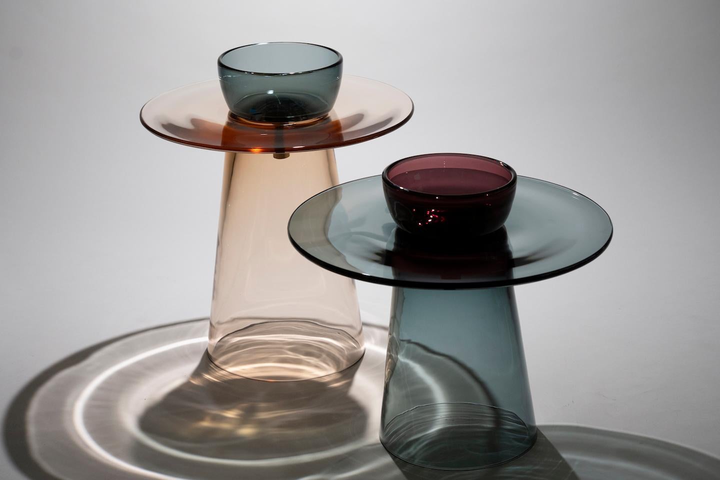 italien Table basse du 21e siècle Paritzki&Liani Rosé-rosé-bleu en verre de Murano en vente