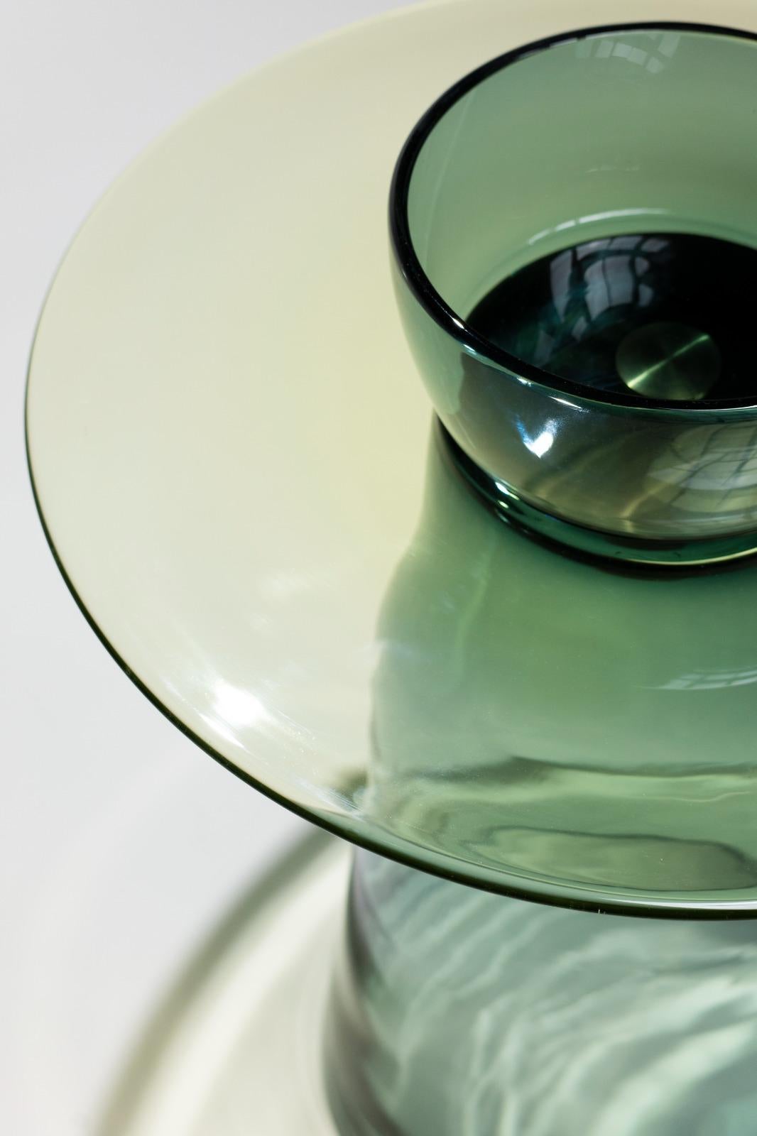 Moderne Table basse Paritzki&Liani du 21e siècle en verre de Murano bleu-moss vert-bleu bleu en vente