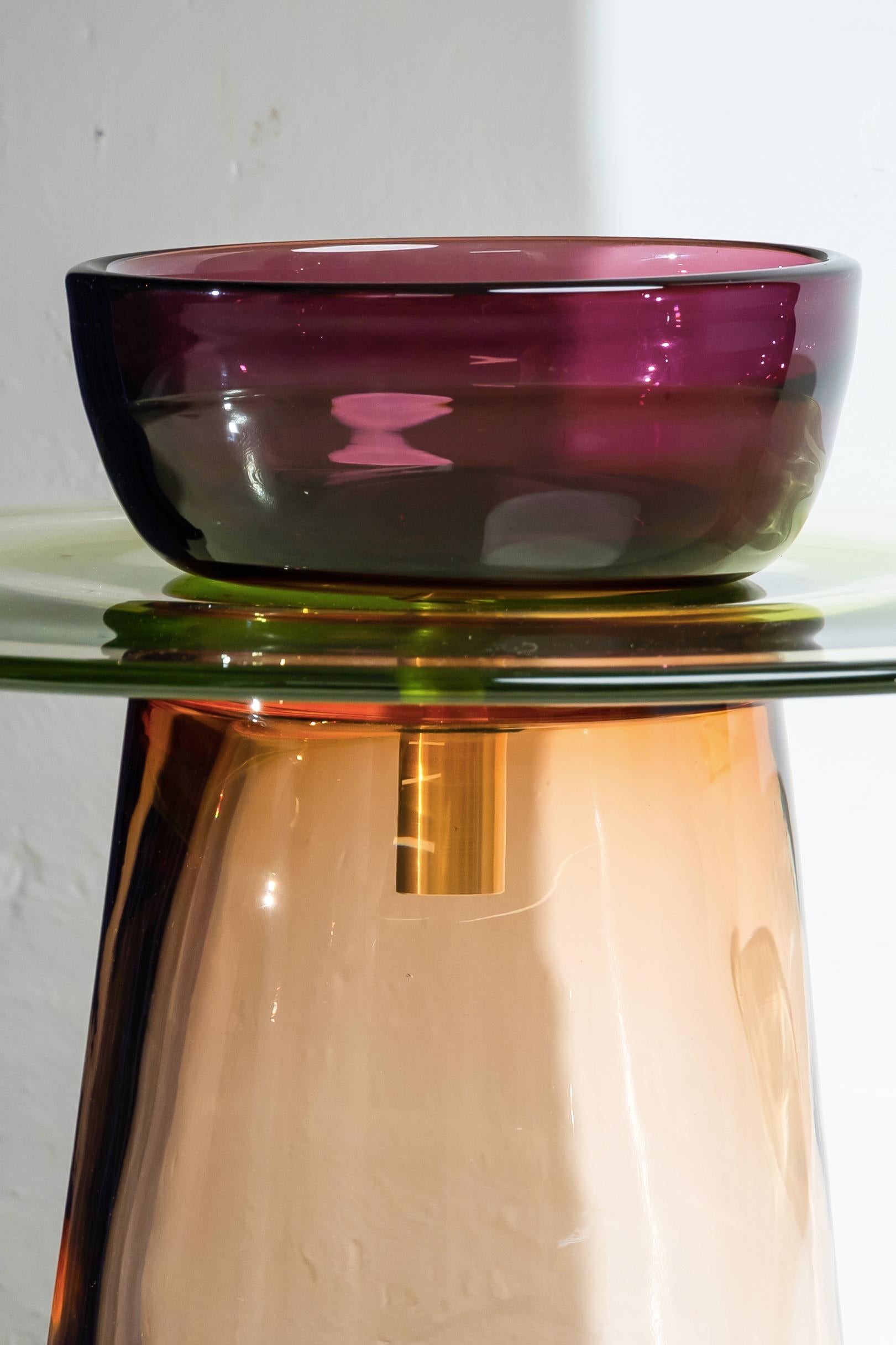 Moderne Table basse du 21e siècle Paritzki&Liani Rosé-Vert-Améthyste en verre de Murano    en vente