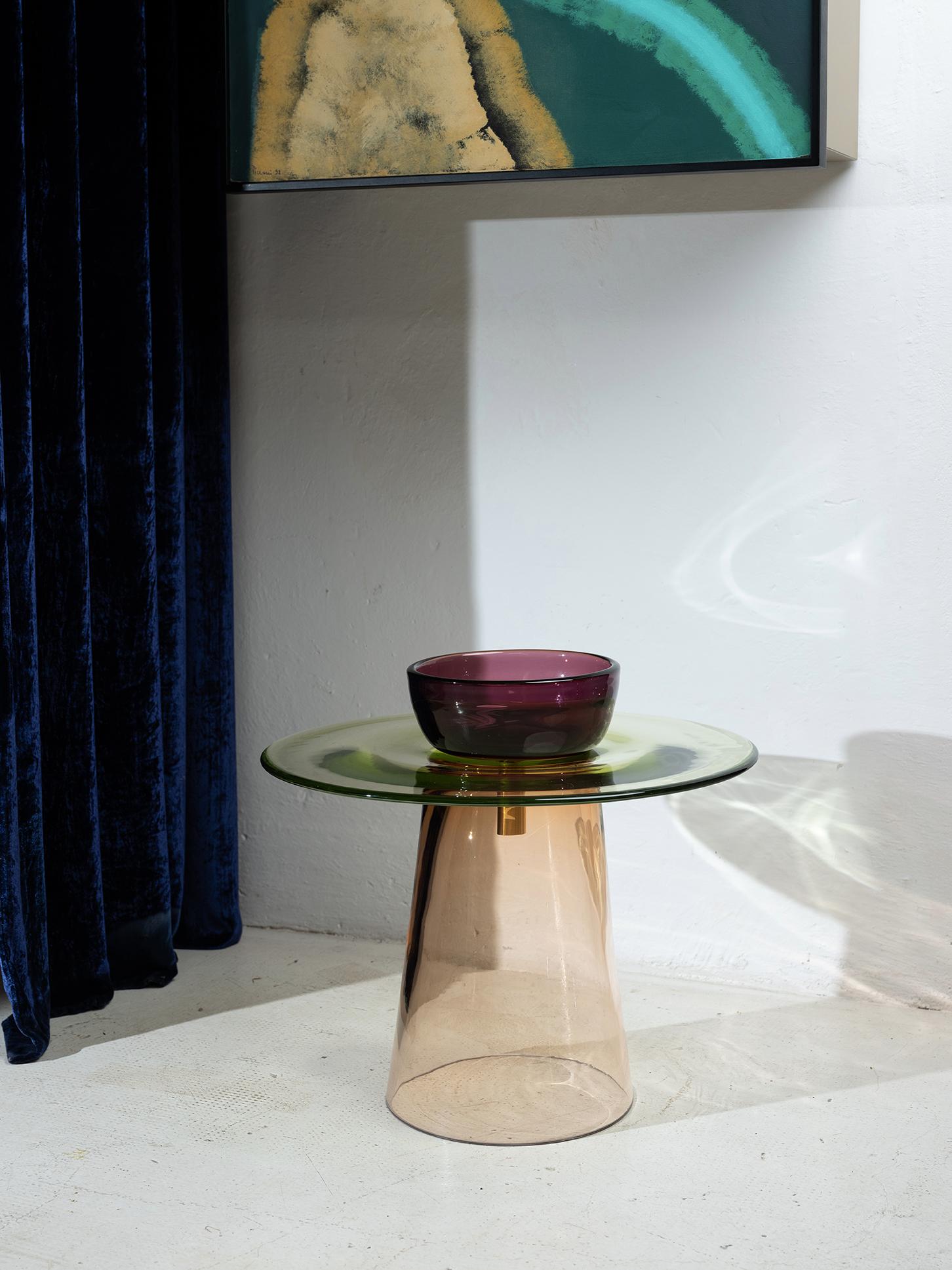 Verre de Murano Table basse du 21e siècle Paritzki&Liani Rosé-Vert-Améthyste en verre de Murano    en vente