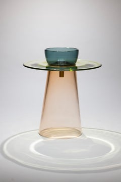 21st Century Paritzki&Liani Mid Low Table Rosé-Moss Green-Blue Murano Glass
