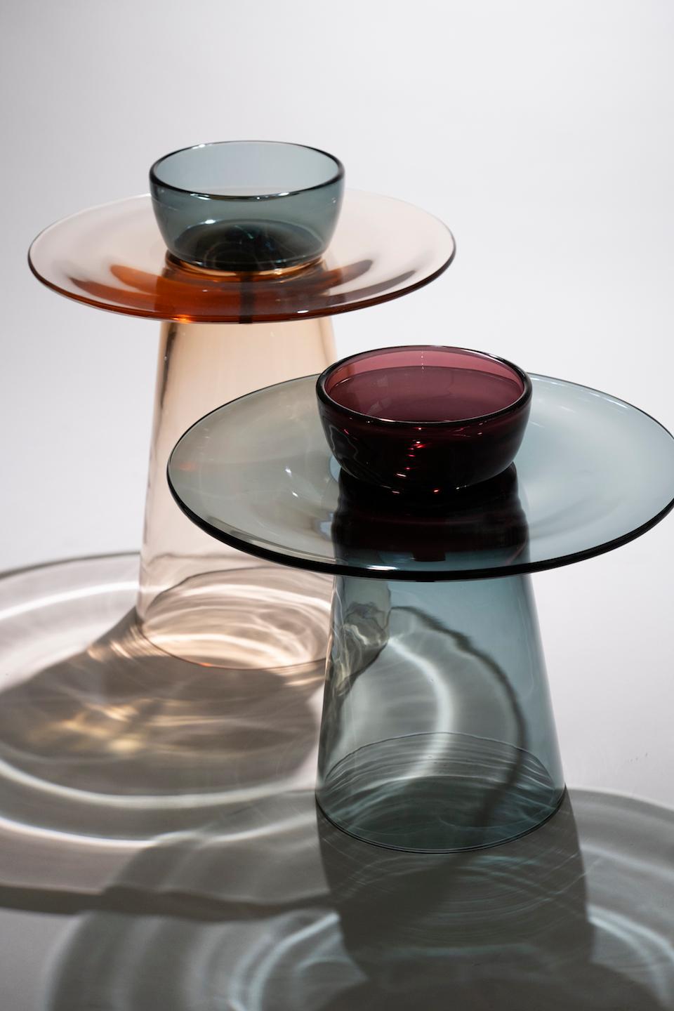 XXIe siècle et contemporain Table basse du 21e siècle Paritzki&Liani Rosé-rosé-bleu en verre de Murano en vente