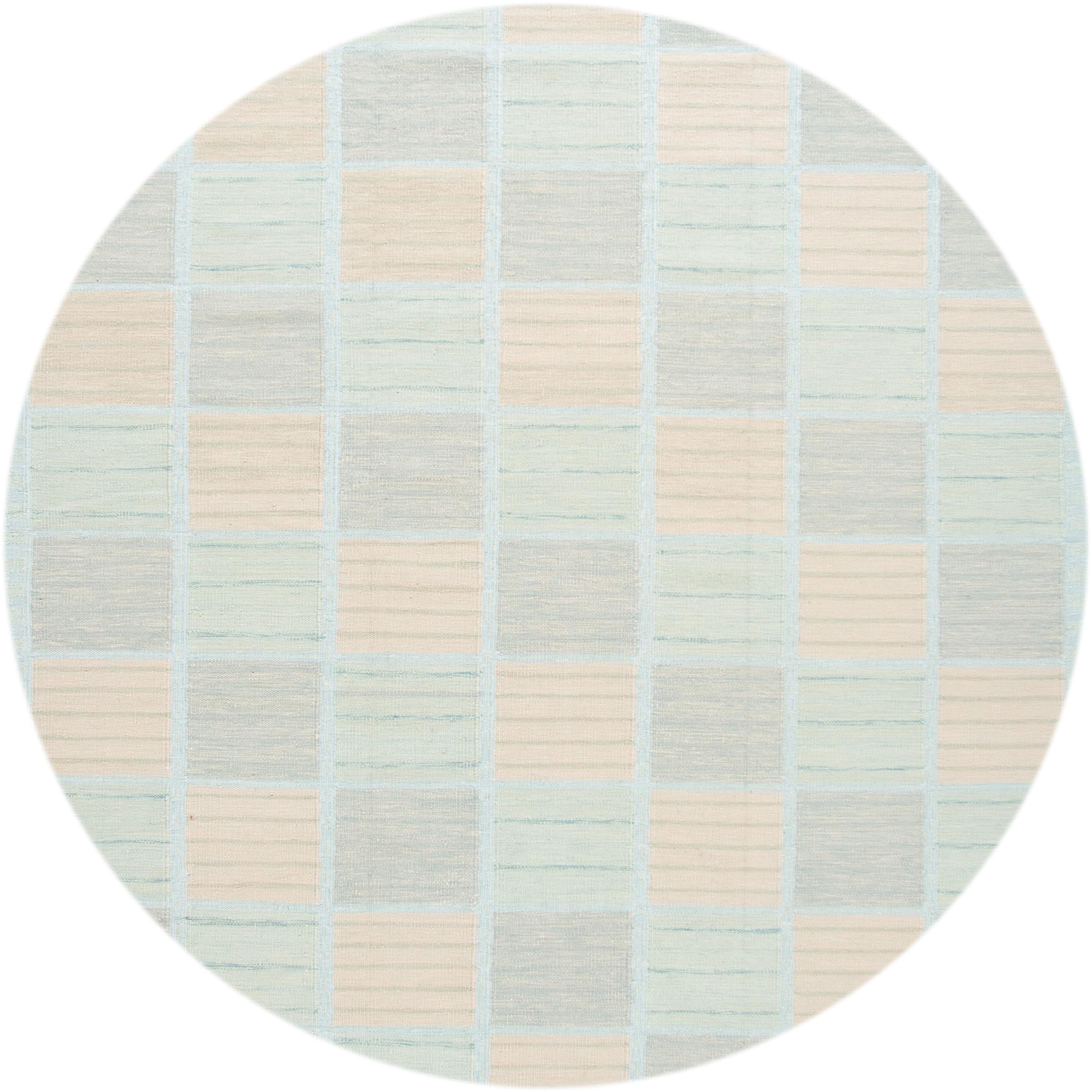Indian 21st Century Pastel Modern Swedish Style Rug For Sale