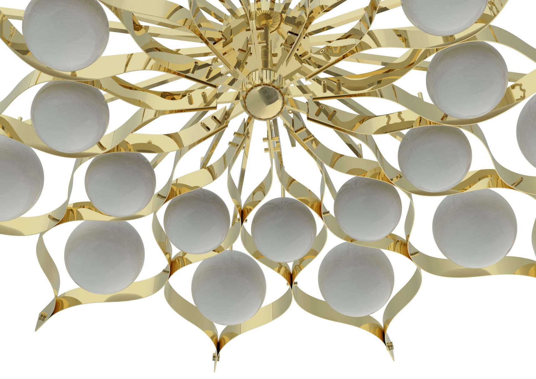 Italian 21st Century Pavone Large Pendant Lamp with chains, UL, phase cut, Gio Ponti For Sale