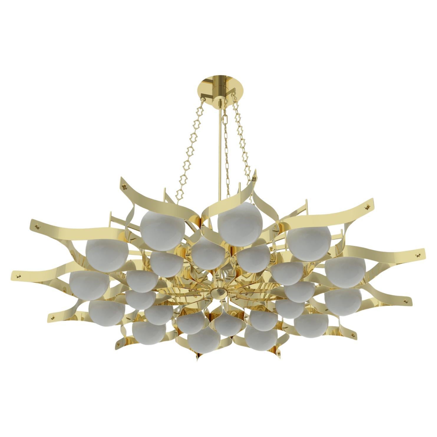 21st Century Pavone Large Pendant Lamp with chains, UL, phase cut, Gio Ponti For Sale