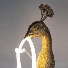 21st Century Peacock Lamp Light by Marcantonio, Polished Brass, Golden