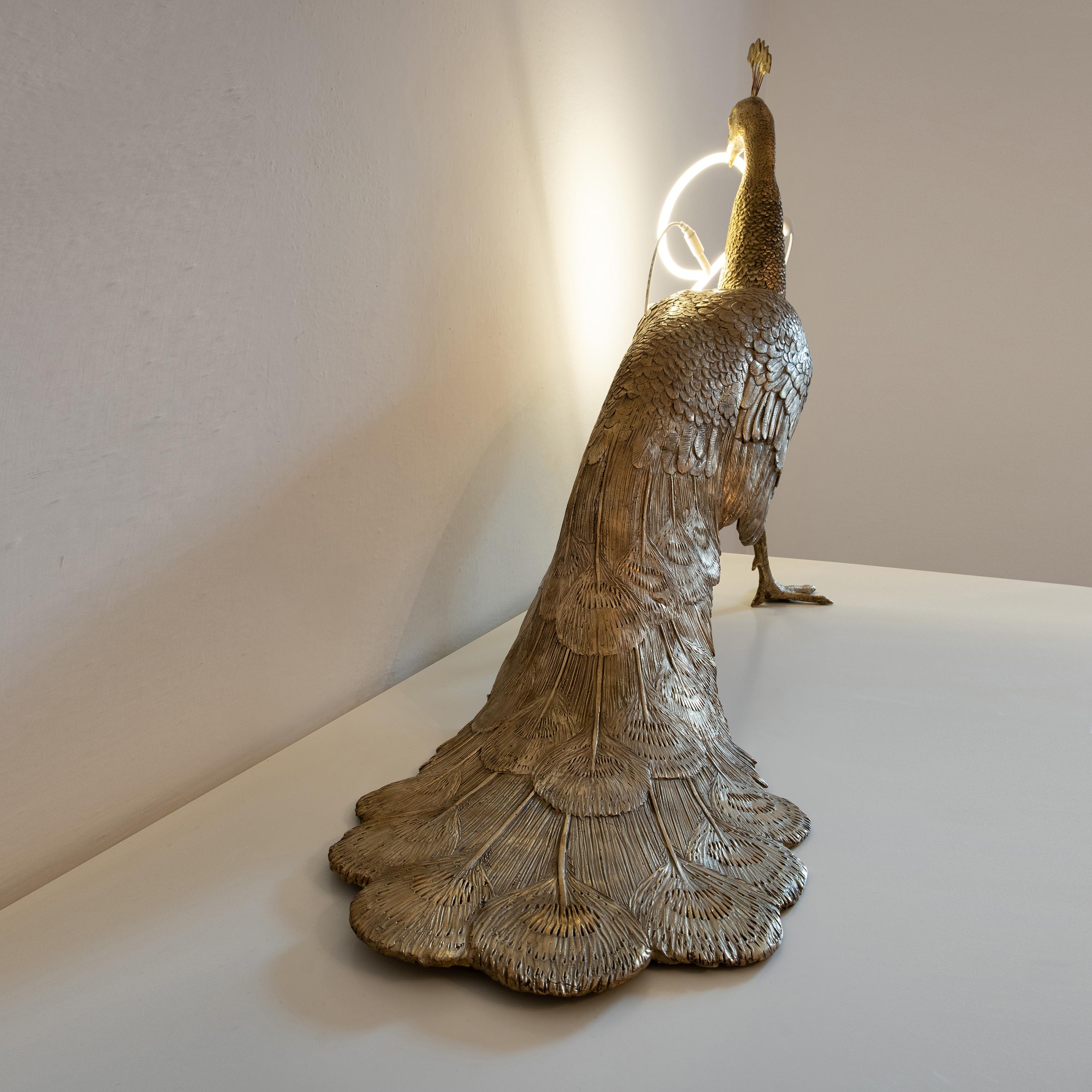 21st Century Peacock Lamp Light by Marcantonio, Polished Brass, Golden In New Condition For Sale In Cesena, IT