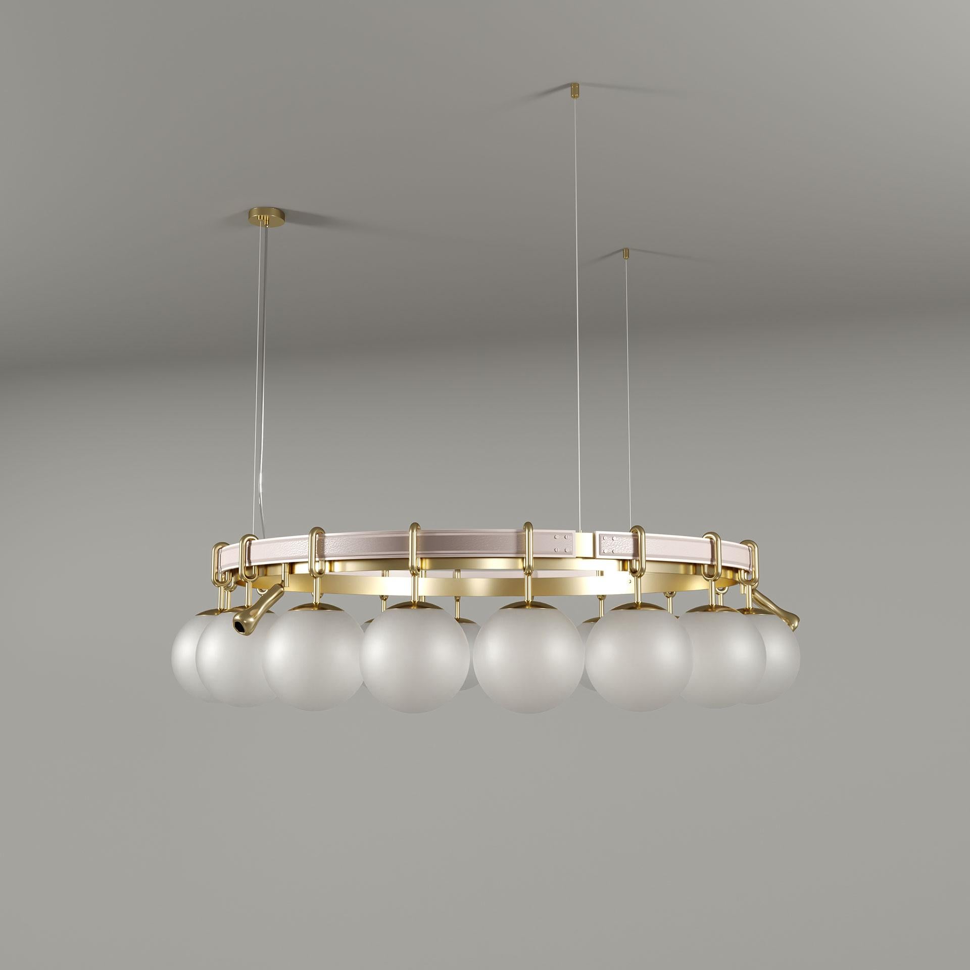 21st Century Pearl Suspension Lamp Brass Glass In New Condition For Sale In RIO TINTO, PT