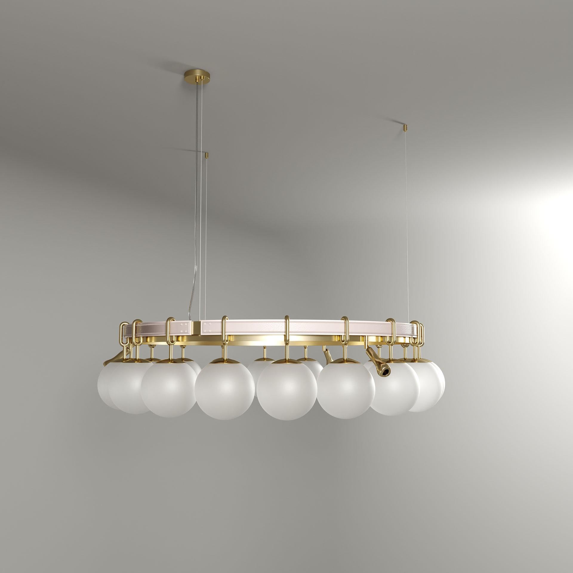Contemporary 21st Century Pearl Suspension Lamp Brass Glass For Sale