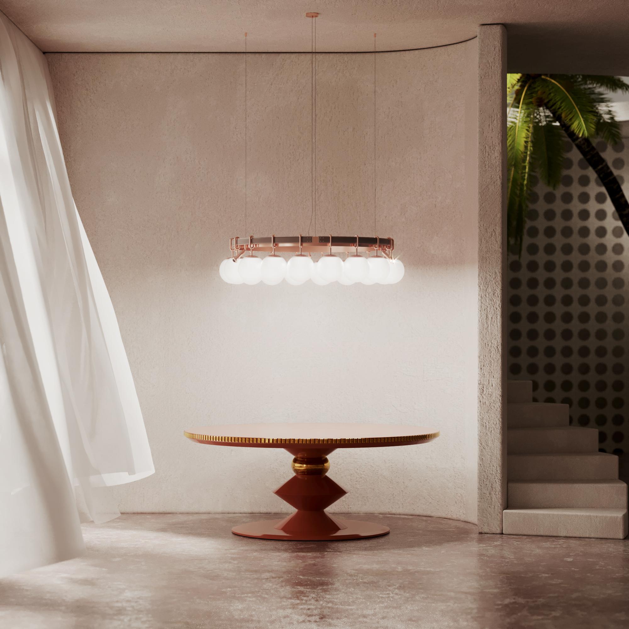 Lampada a sospensione Pearl del XXI secolo in ottone e vetro Made in Portugal di Creativemary in vendita 3