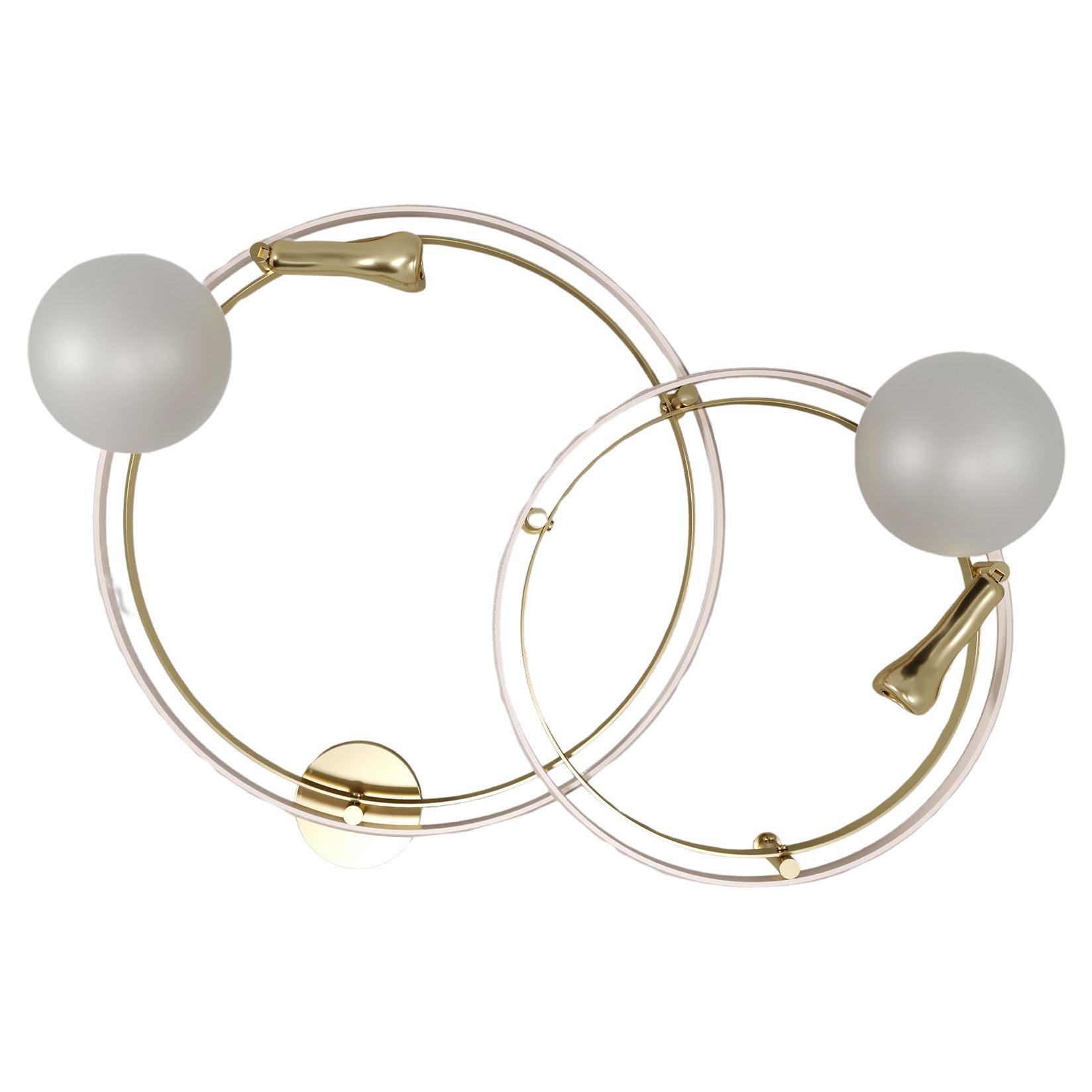21st Century Pearl Wall Lamp Set Brass By Creativemary For Sale