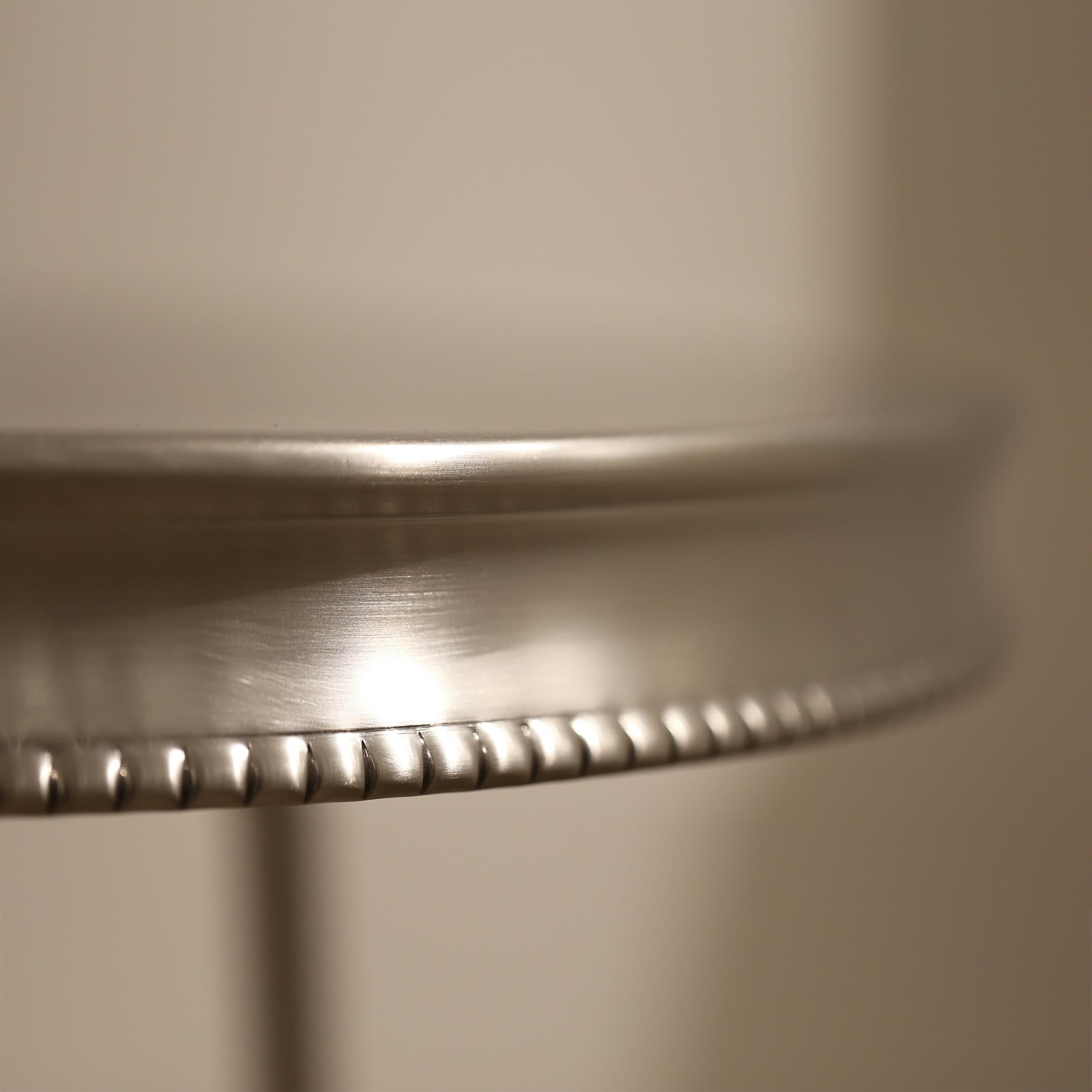 Hand-Crafted 21st Century  Pedestal Table Chambord Wrapped in Pewter Xavier Lavergne France