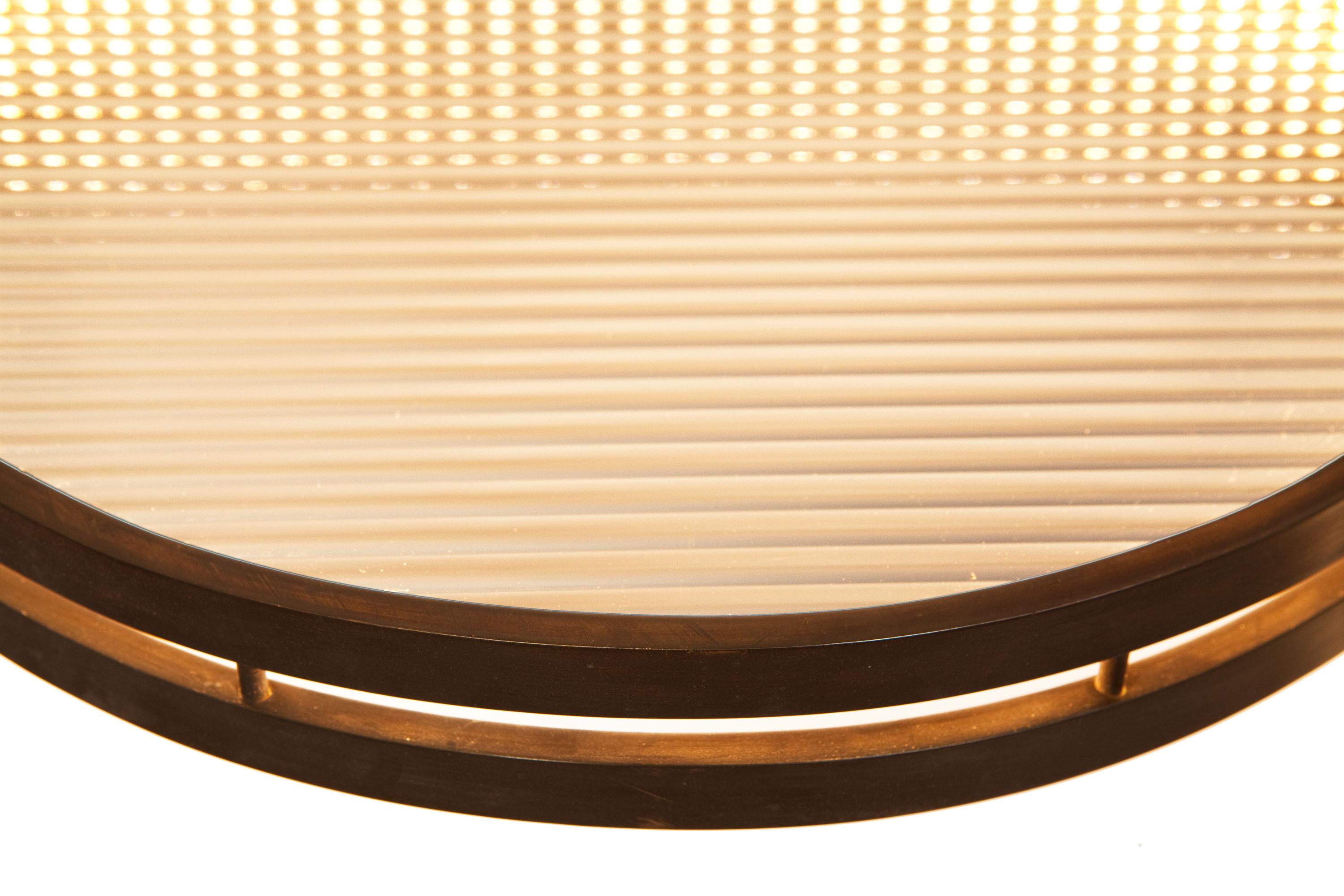 Colgante Siglo XXI Latón Bronceado, Cristal Estriado Belga en venta