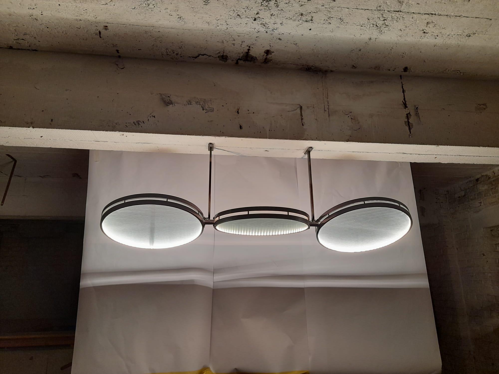 Colgante Siglo XXI Latón Bronceado, Cristal Estriado en venta 2